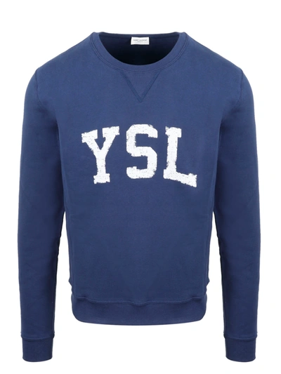Shop Saint Laurent Ysl Sweatshirt In Blue