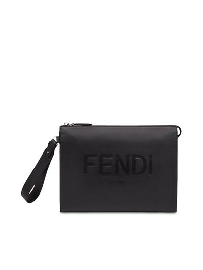 Shop Fendi Clutch Vit. Grace Ligh In Gxn Black Palladio