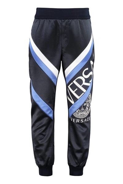 Shop Versace Techno Fabric Track Pants In Blue