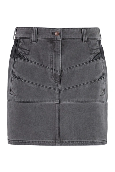Shop Kenzo Denim Mini Skirt In Grey