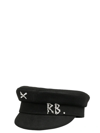 Shop Ruslan Baginskiy Crystal Embellished Baker Boy Hat In Black