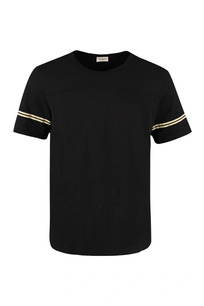 Shop Saint Laurent Cotton Crew-neck T-shirt In Black