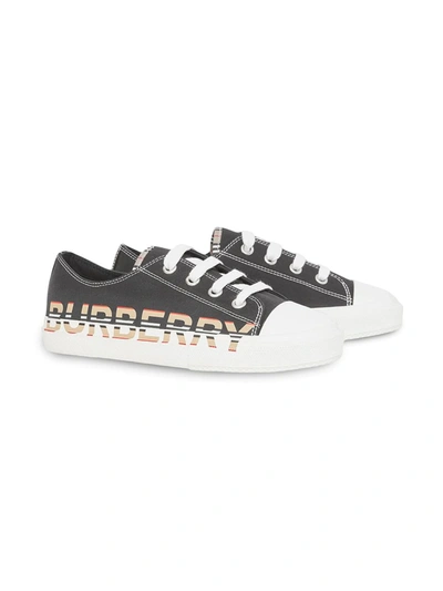 Shop Burberry Black Cotton Sneakers In Nero