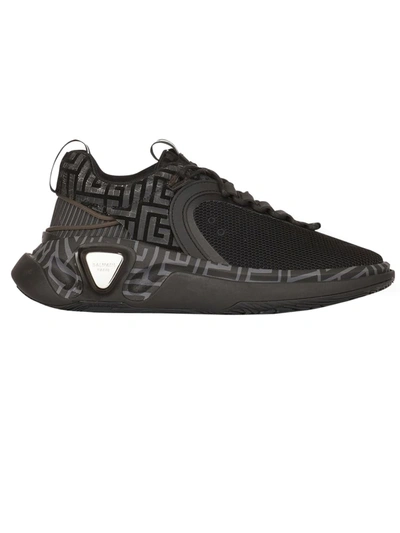 Shop Balmain Black Suede And Mesh B-runner Sneakers In Nero