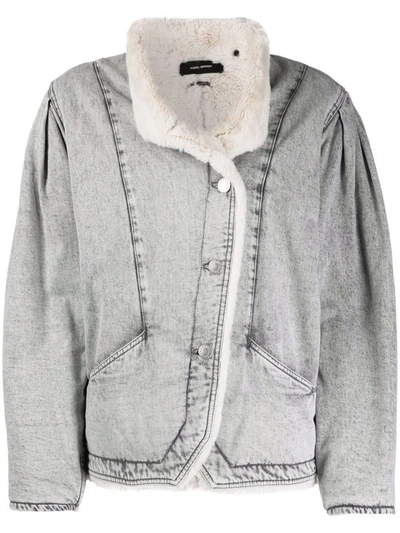 Shop Isabel Marant Grey Cotton Denim Jacket In Grigio