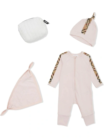 Shop Burberry Pink Organic Cotton Three-piece Gift Set In Rosa