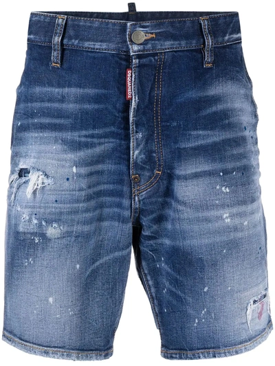 Shop Dsquared2 Blue Cotton-blend Denim Shorts
