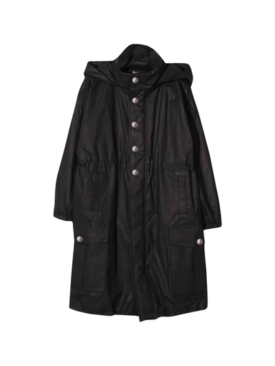 Shop Balmain Black Teen Trench Coat In Nero