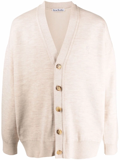 Shop Acne Studios Wool-blend Knitted Cardigan In Nude