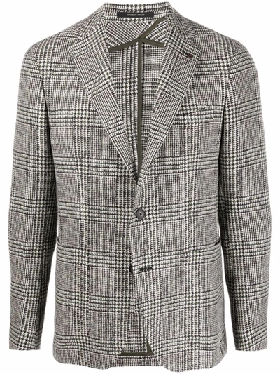 Shop Tagliatore Houndstooth Single Breasted Blazer In Nude