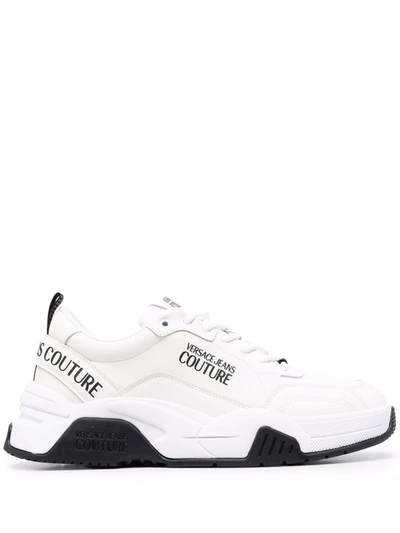Shop Versace Jeans Couture Logo-print Chunky Sneakers In Weiss