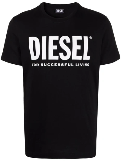 Shop Diesel Logo-print Cotton T-shirt In Schwarz