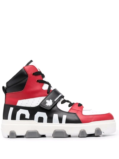 Shop Dsquared2 Icon Colour-block High-top Sneakers In Weiss