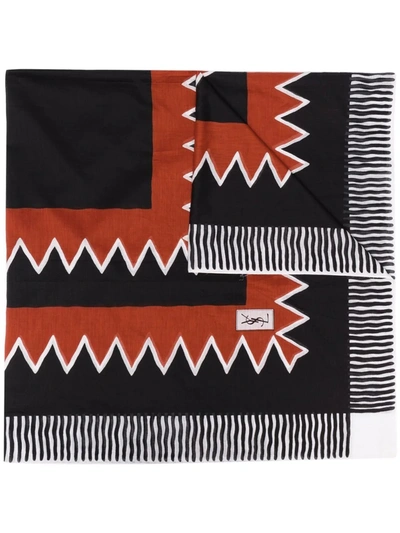 Pre-owned Saint Laurent 1990s Geometric Print Scarf In Black