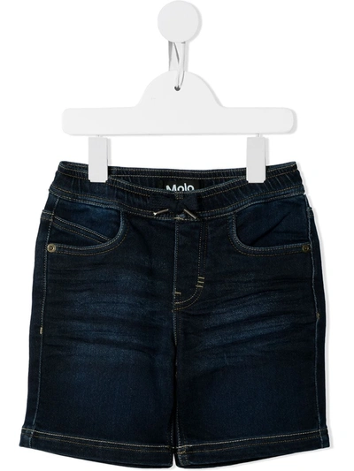 Shop Molo Logo-patch Denim Shorts In Blue