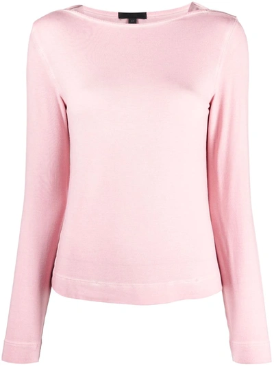 Shop Atm Anthony Thomas Melillo Wide-neck Long-sleeved T-shirt In Pink