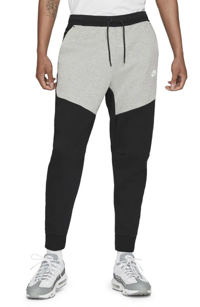 Shop Nike Tech Fleece Jogger Sweatpants In Black/ Dk Grey Heather/ White