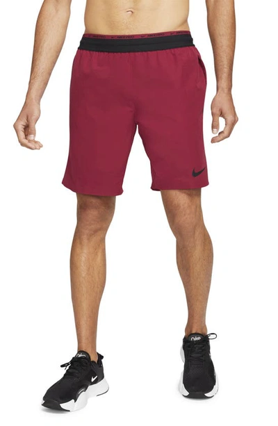 Shop Nike Pro Dri-fit Flex Rep Athletic Shorts In Pomegranate/ Black