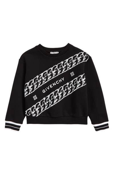 Shop Givenchy ' Chain Logo Print Graphic Sweatshirt In 09b Black