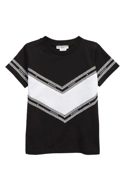 Shop Givenchy ' Vcut Logo Cotton Graphic Tee In 09b Black