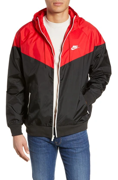 Shop Nike Sportswear Windrunner Jacket In Black/ University Red/ Black