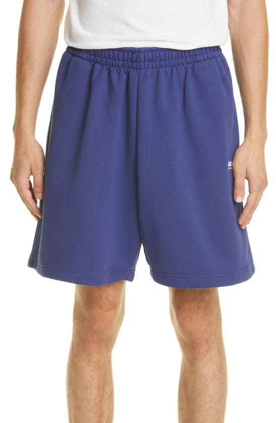 Balenciaga embroidered-logo cotton shorts - Blue