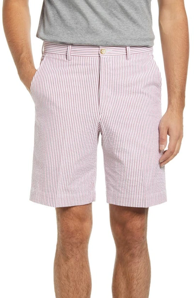 Shop Berle Flat Front Seersucker Shorts In Garnet