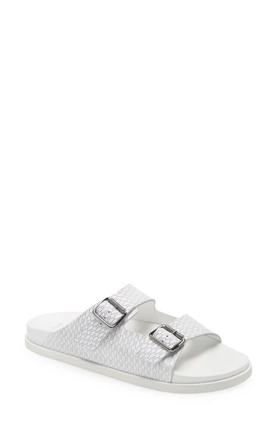 Shop Hugo Boss Cliff Slide Sandal In White Leather