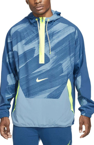 Nike Dri-fit Sport Clash Men's Woven 1/2-zip Training Hoodie In Court Blue/  Volt | ModeSens