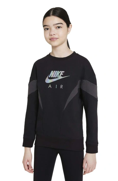 Shop Nike Kids' Air French Terry Logo Sweatshirt In Black/ Dark Smoke Grey