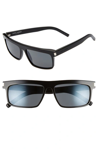 Shop Saint Laurent 57mm Sunglasses In Black/ Grey