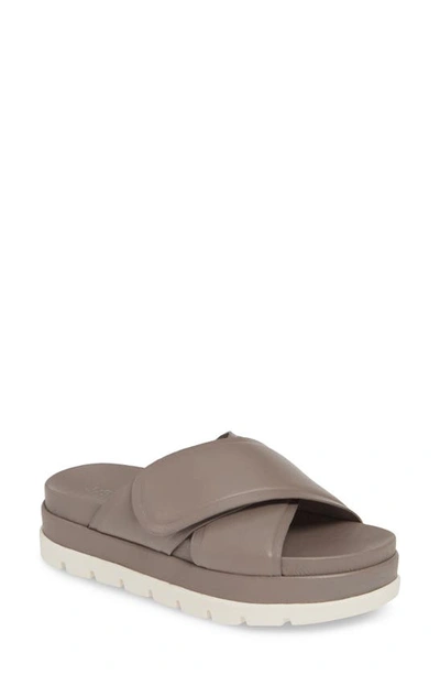 Shop Jslides Bella Platform Slide Sandal In Grey Leather