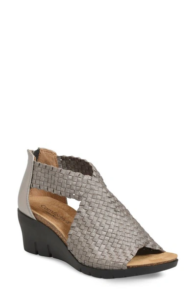 Shop Söfft Alesha Wedge Sandal In Pewter Fabric