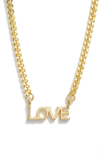 Shop Argento Vivo Sterling Silver Love Pendant Necklace In Gold