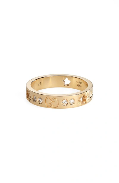Shop Gucci Icon Diamond Band Ring In 18k Yellow Gold