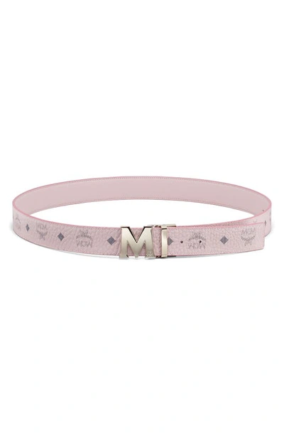 Shop Mcm Logo Buckle Reversible Belt In Powder Pink