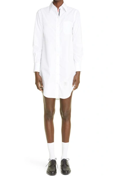 Shop Thom Browne Long Sleeve Oxford Shirtdress In White