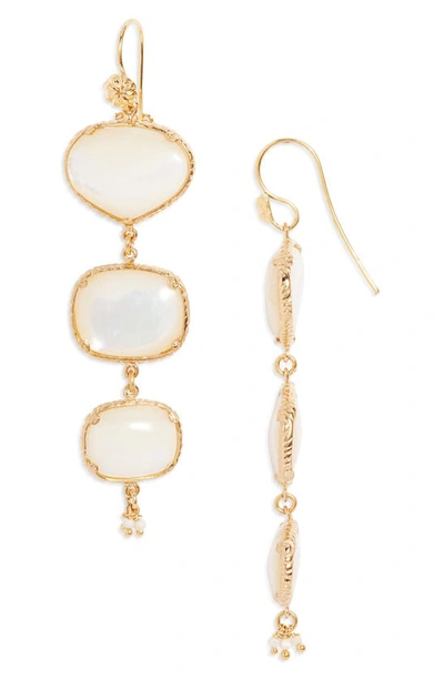 Shop Gas Bijoux Silene Mother-of-pearl Drop Earrings In White
