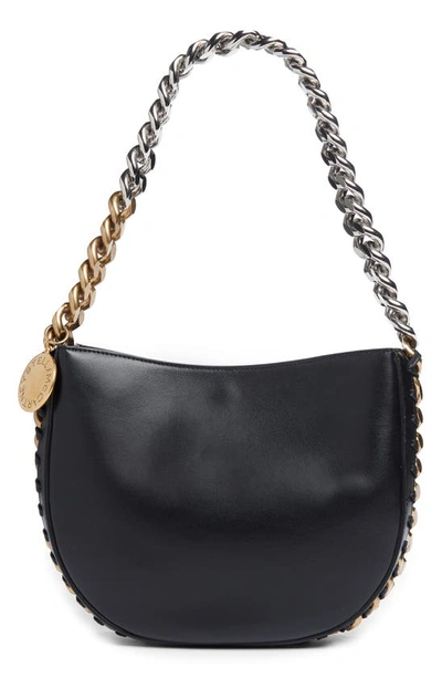 Shop Stella Mccartney Medium Frayme Faux Leather Shoulder Bag In Black