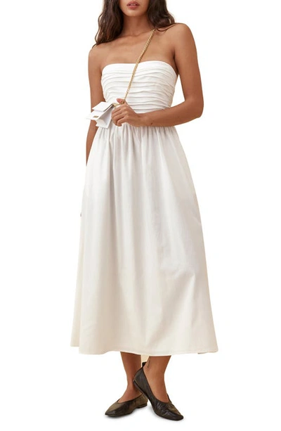 Shop Reformation Lissa Convertible Organic Stretch Cotton Midi Dress In White
