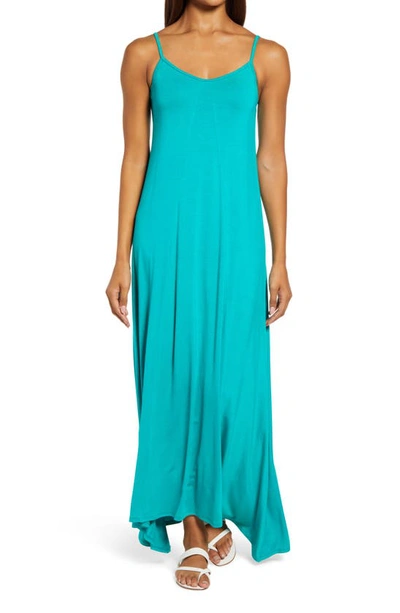 Shop Loveappella Godet Maxi Dress In Jade