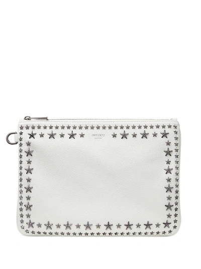 Shop Jimmy Choo Derek Star-embellished Clutch Bag In White