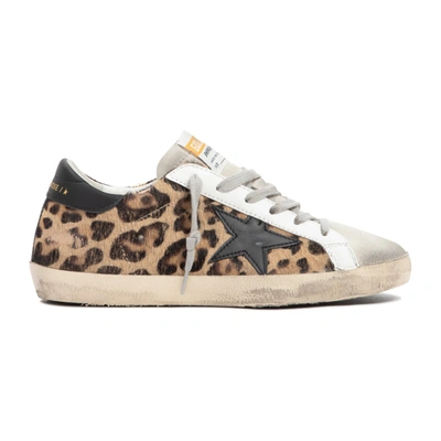 Golden Goose Mid-star Sneakers In Leopard Print Pony Hair And Suede In Blue