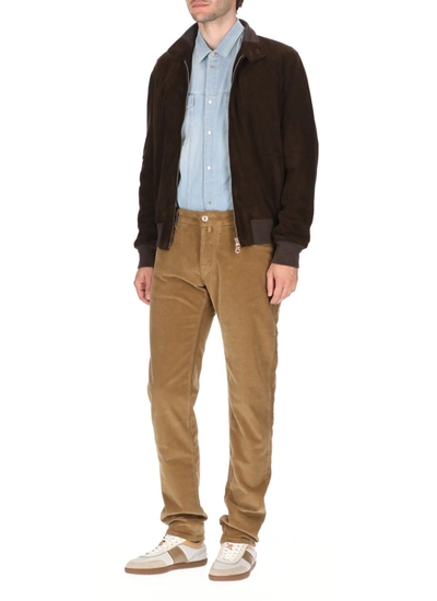 Shop Jacob Cohen Trousers In Medium Camel