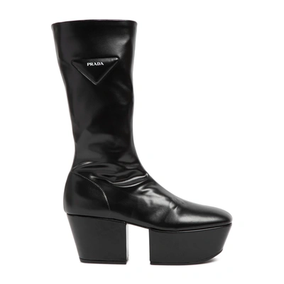 Shop Prada Nappa Leather Boots Shoes In Black