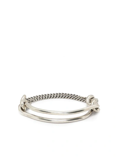 Shop M Cohen Minia Curbee Chain Cuff Bracelet In Silver
