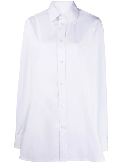 Shop Maison Margiela Long-sleeve Cotton Shirt In Weiss