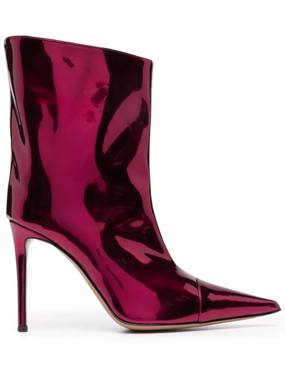 Alexandre Vauthier Raquel 105 Patent Leather Ankle Boots In Rosa