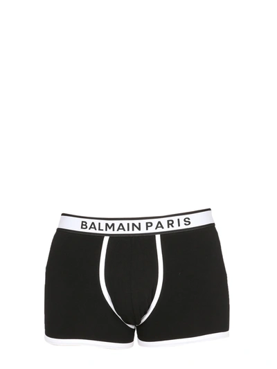 Shop Balmain Boxers With Logoed Elastic In Black