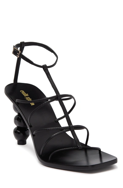 Cult Gaia Pietra Leather Geometric Heel Sandal In Black | ModeSens